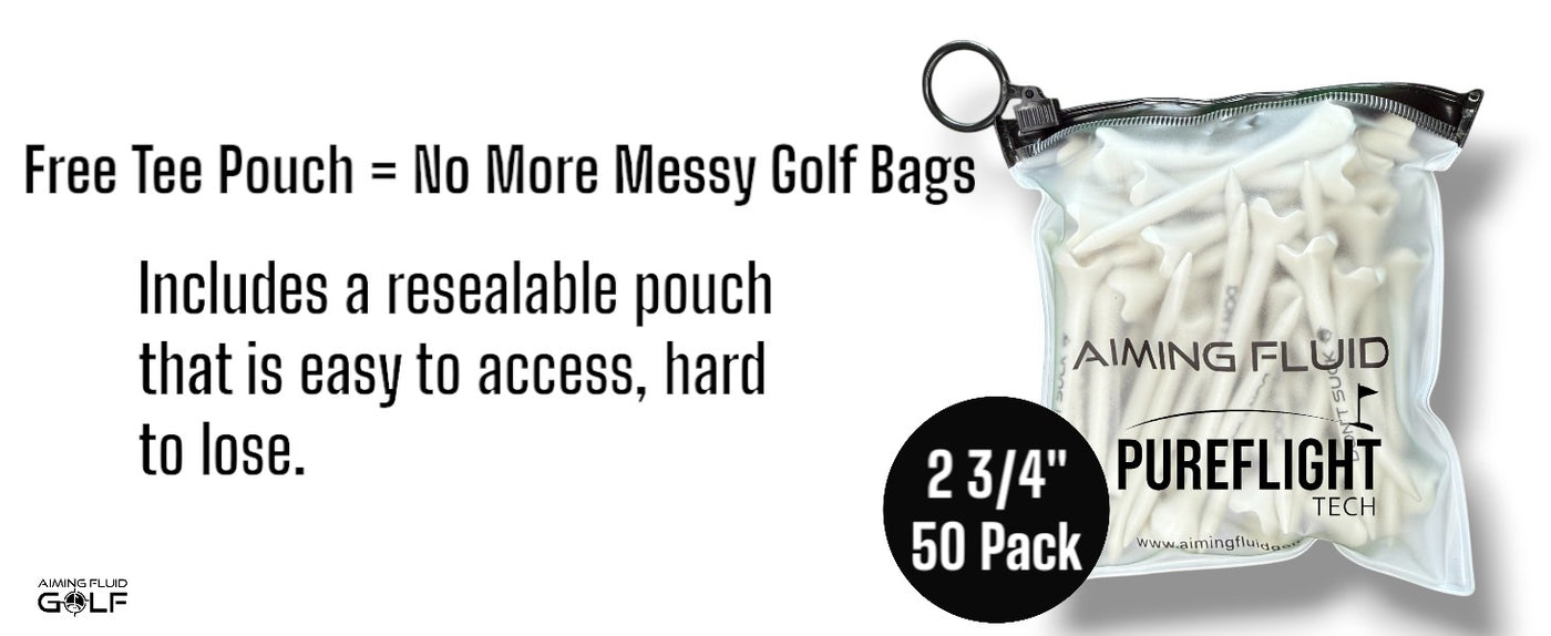 DON'T SUCK Golf Tees 2 ¾” – 50 Pack Durable Plastic 4-Prong Funny Golf Tees with PureFlight Tech – Low Resistance for Straighter, Longer Drives I Golf Gift – Reusable Tee Pouch Included
