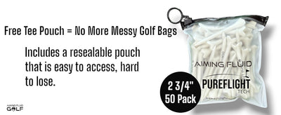 DON'T SUCK Golf Tees 2 ¾” – 50 Pack Durable Plastic 4-Prong Funny Golf Tees with PureFlight Tech – Low Resistance for Straighter, Longer Drives I Golf Gift – Reusable Tee Pouch Included