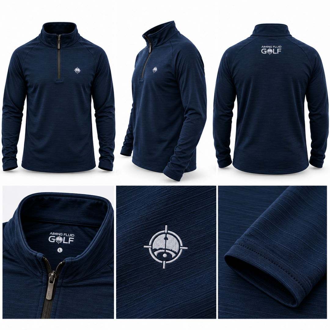 Aiming Fluid Golf Navy Performance Quarter-Zip Pullover – Size Large