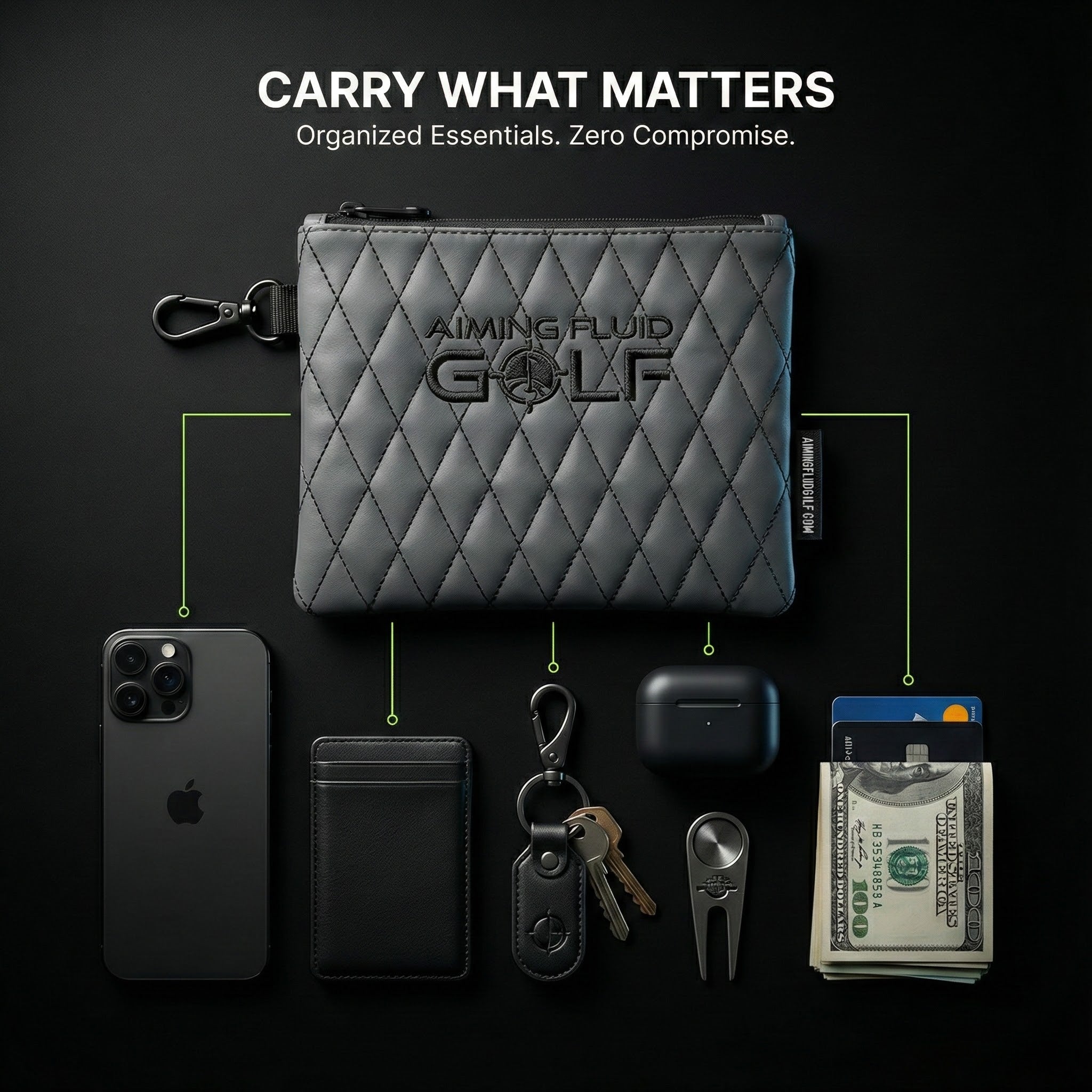Leather Golf Utility Pouch | Aiming Fluid Golf