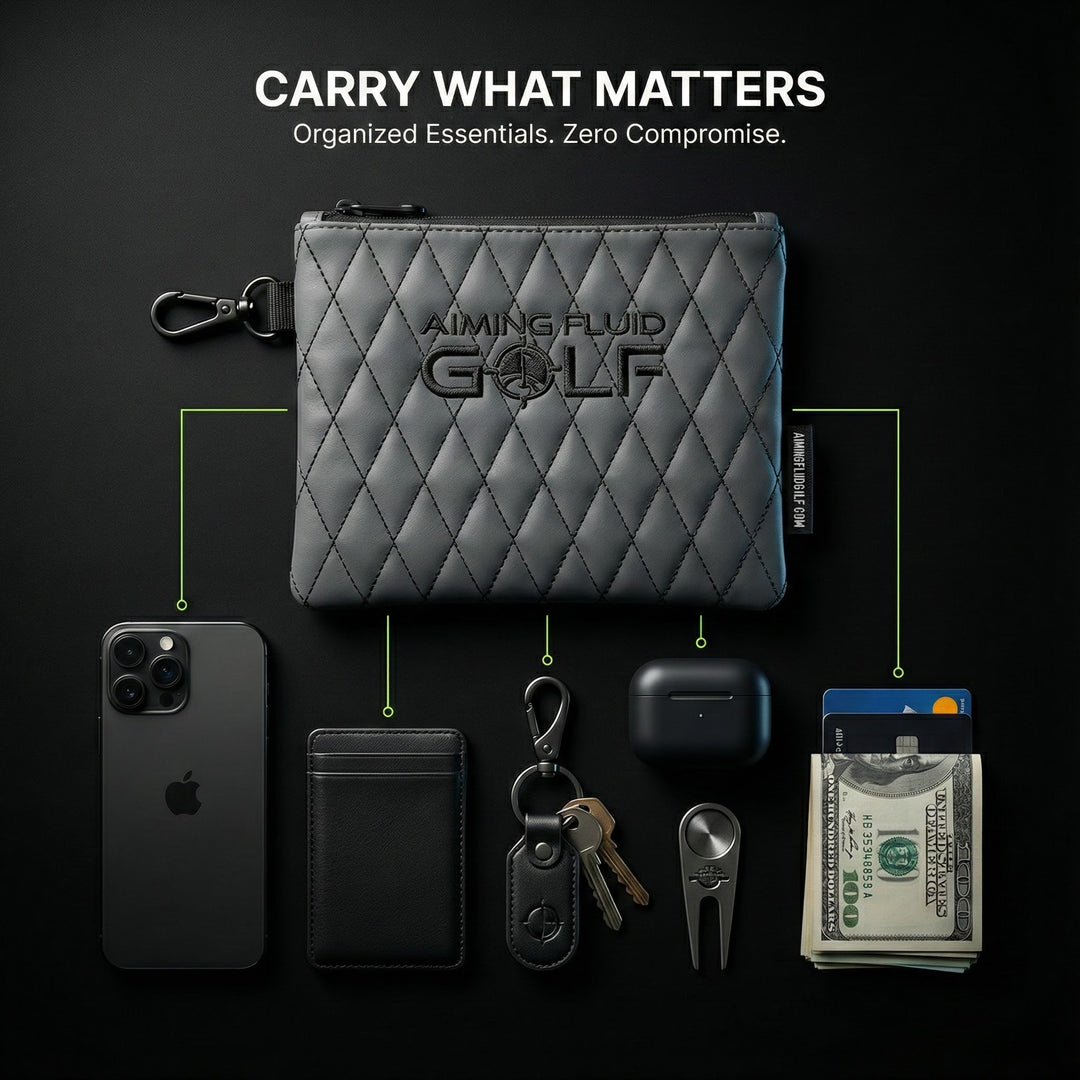 Gray golf bag with &