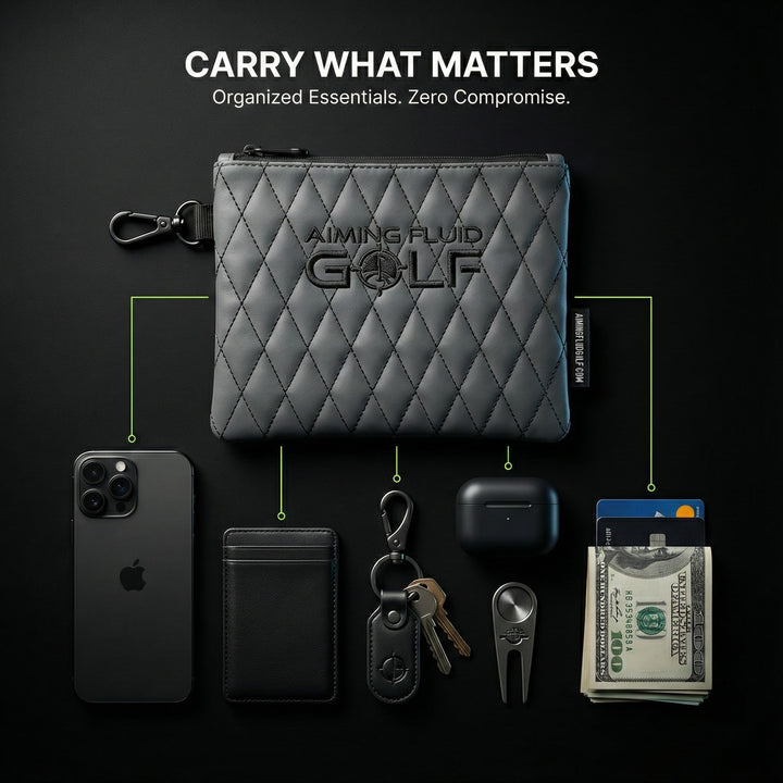Gray golf bag with &