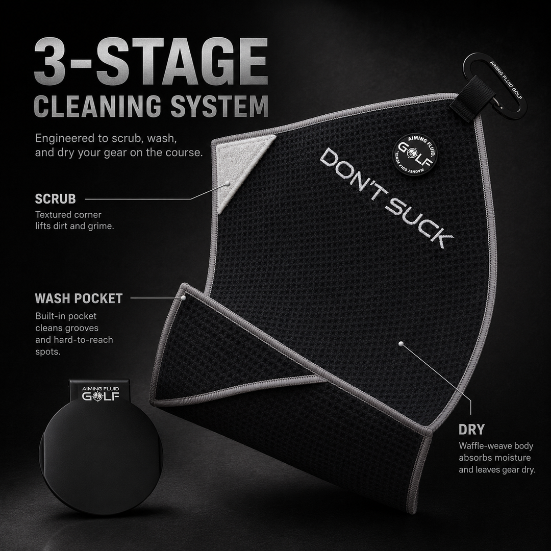 DealDash Exclusive DON’T SUCK Magnetic Golf Towel + Landing Pad Bundle | Black / Grey