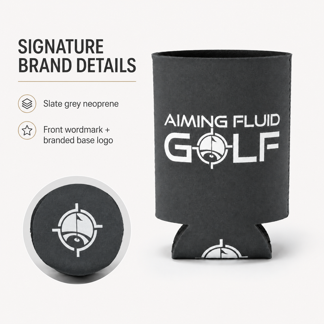 Aiming Fluid Golf Slate Grey Neoprene Can Koozie