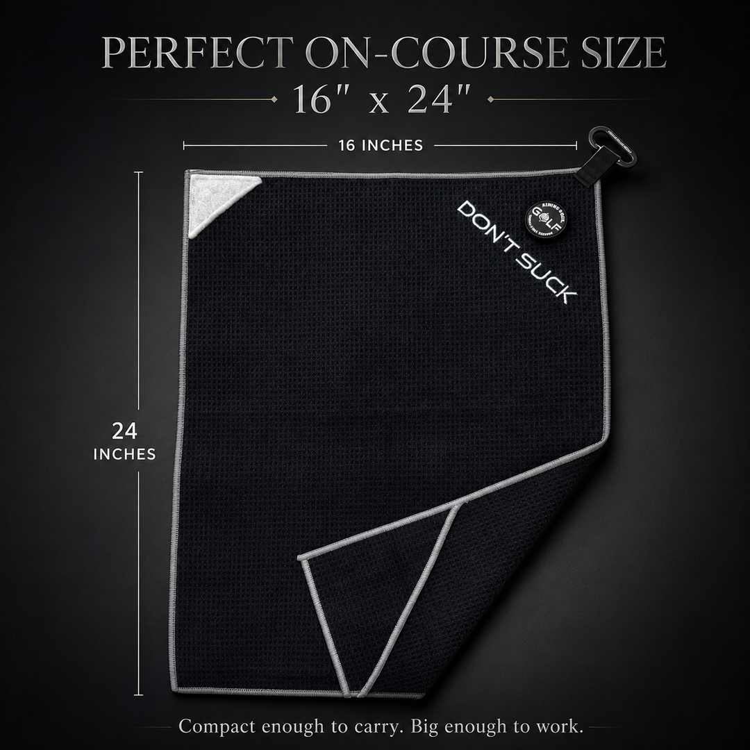 DealDash Exclusive DON’T SUCK Magnetic Golf Towel + Landing Pad Bundle | Black / Grey