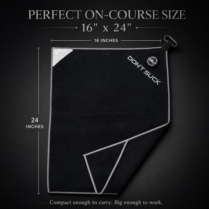 DealDash Exclusive DON’T SUCK Magnetic Golf Towel + Landing Pad Bundle | Black / Grey