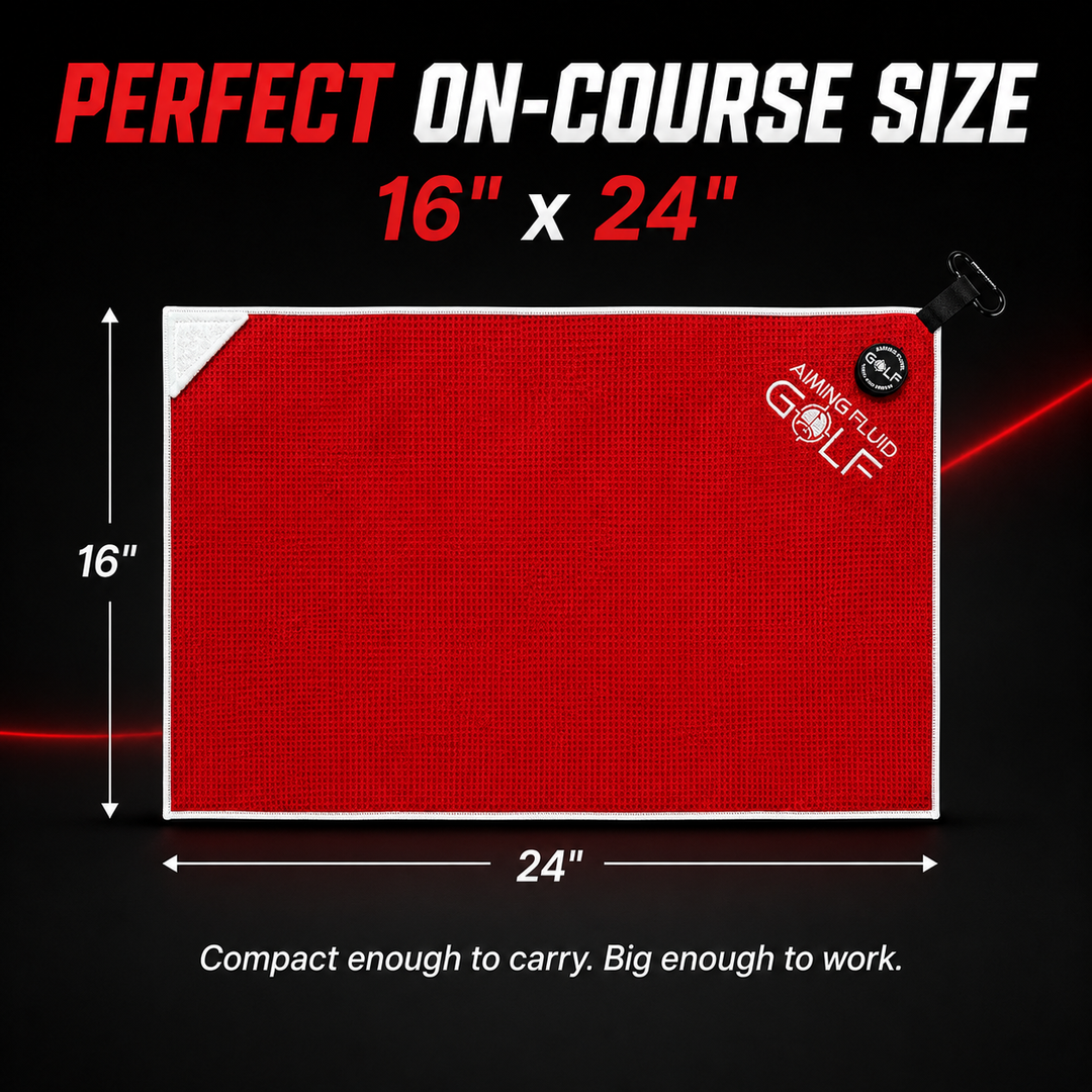 3-Piece Red Golf Towel Set | 2 Magnetic Towels + Landing Pad RED
