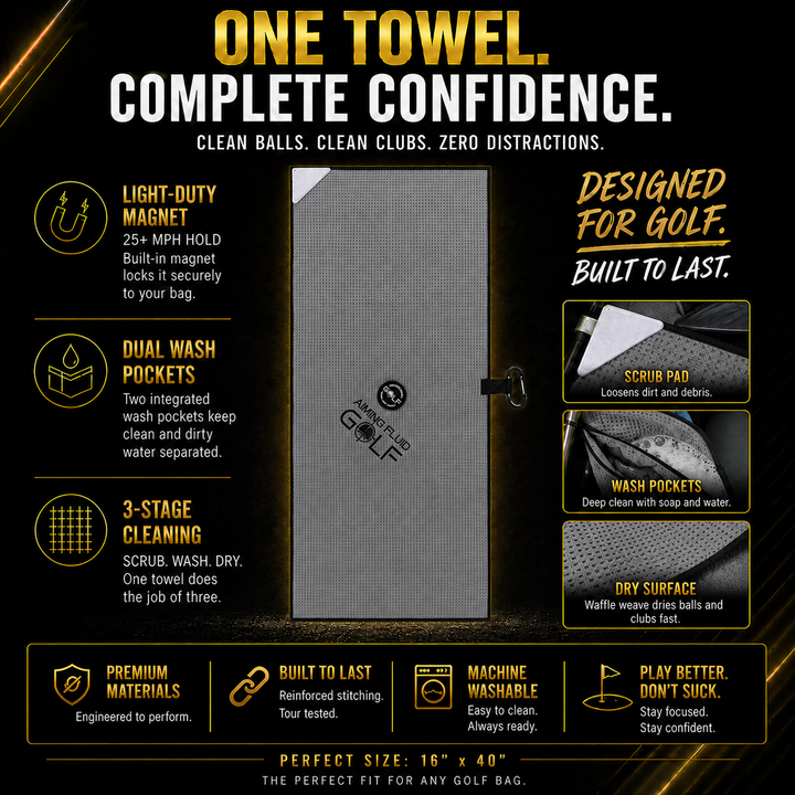 Large Grey Light-Duty Magnetic Golf Towel + Landing Pad
