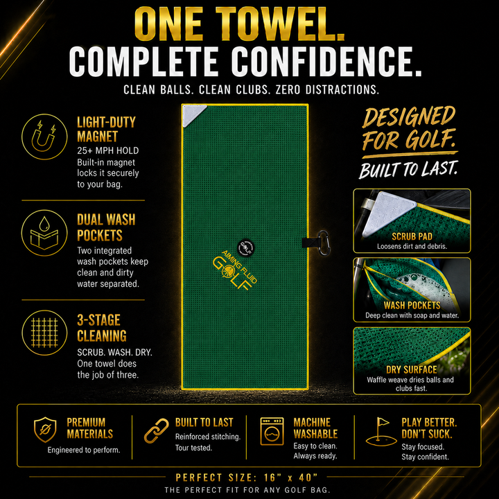 Large Green Light-Duty Magnetic Golf Towel + Landing Pad