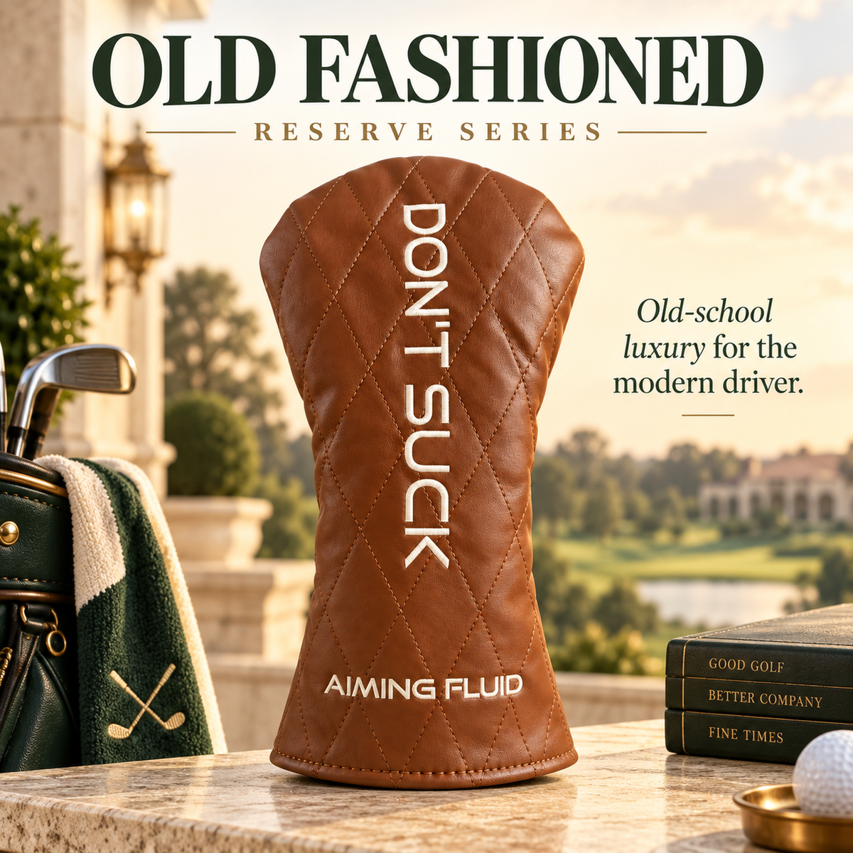 DON'T SUCK™ Reserve — Old Fashioned Driver Headcover (Cognac, 460cc)