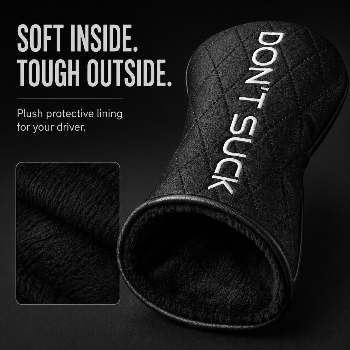 Don’t Suck™ Driver Headcover — Premium Black Diamond Quilted Fit (460cc)