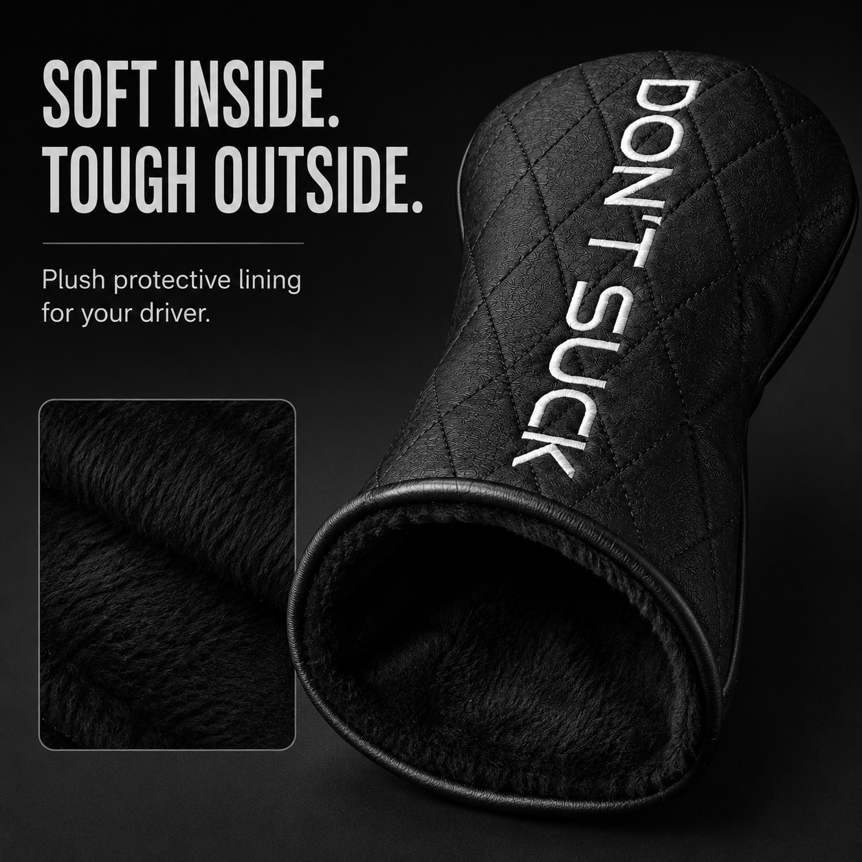 Don’t Suck™ Driver Headcover — Premium Black Diamond Quilted Fit (460cc)
