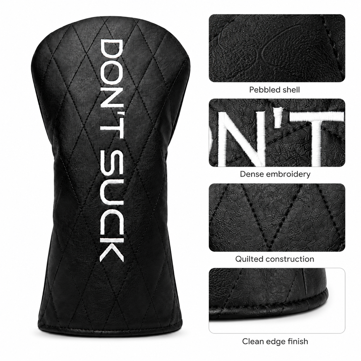 Don’t Suck™ Driver Headcover — Premium Black Diamond Quilted Fit (460cc)