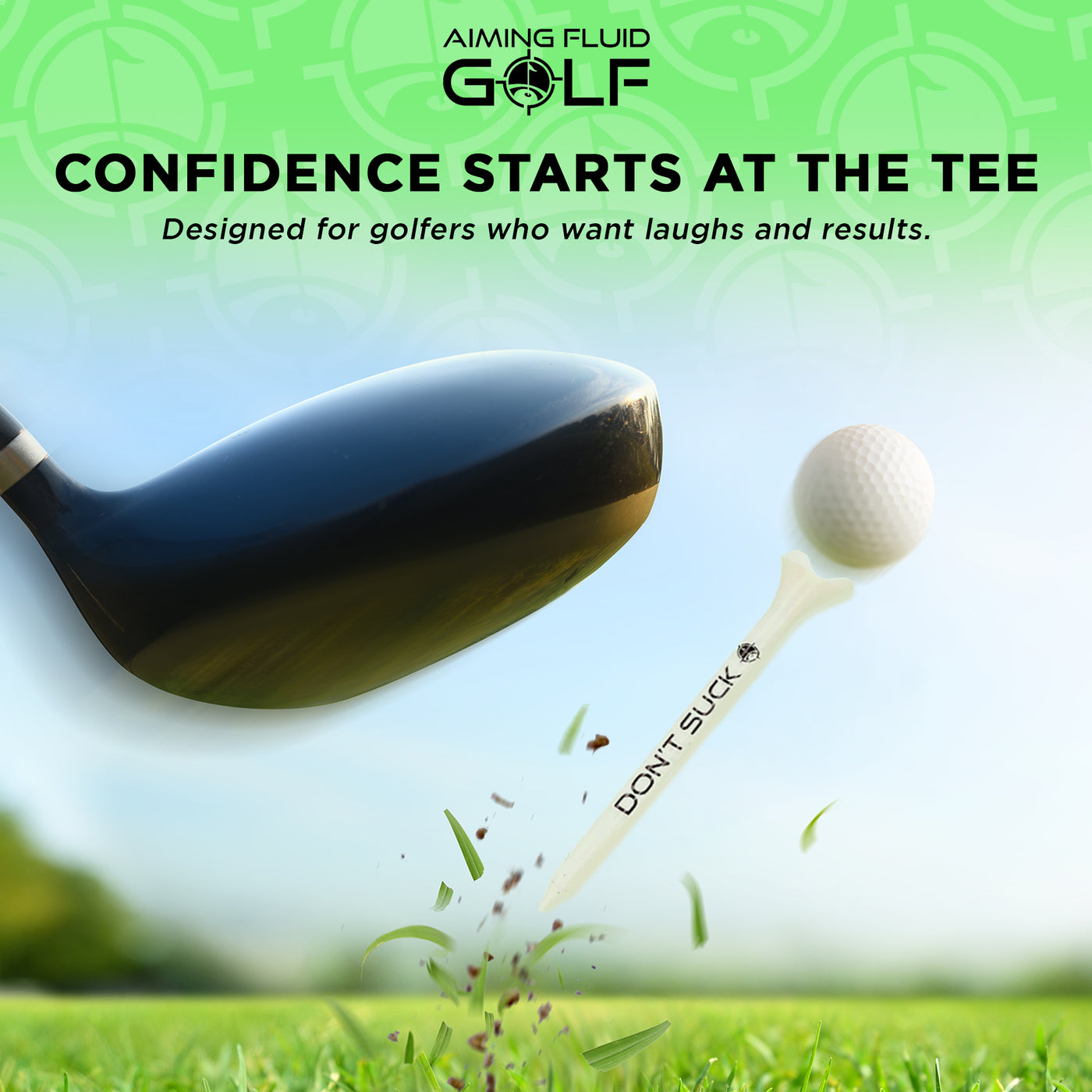 DON'T SUCK Golf Tees 2 ¾” – 50 Pack Durable Plastic 4-Prong Funny Golf Tees with PureFlight Tech – Low Resistance for Straighter, Longer Drives I Golf Gift – Reusable Tee Pouch Included