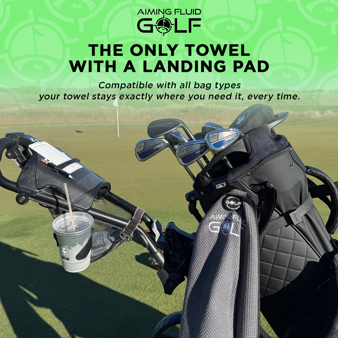 Magnetic Golf Towel & Magnetic Landing Pad – Premium Microfiber Waffle Weave I Scrub Pad I Wash Pocket I Golf Gift I Cart Carry and Tour Bag (Magnetic Landing Pad & 16" x 24" Golf Towel)