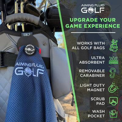 Magnetic Golf Towel & Magnetic Landing Pad – Premium Microfiber Waffle Weave I Scrub Pad I Wash Pocket I Golf Gift I Cart Carry and Tour Bag (Magnetic Landing Pad & 16" x 24" Golf Towel)