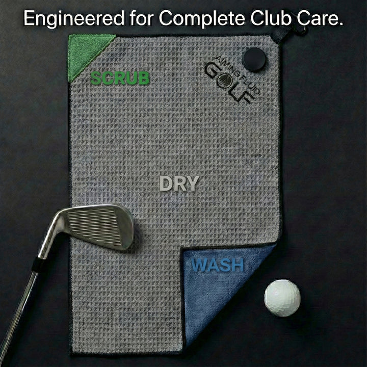 Magnetic golf towel featuring &