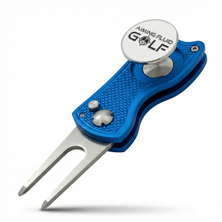 Golf blue divot tool with &