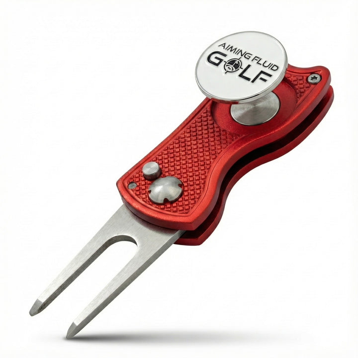 Golf red divot tool with &