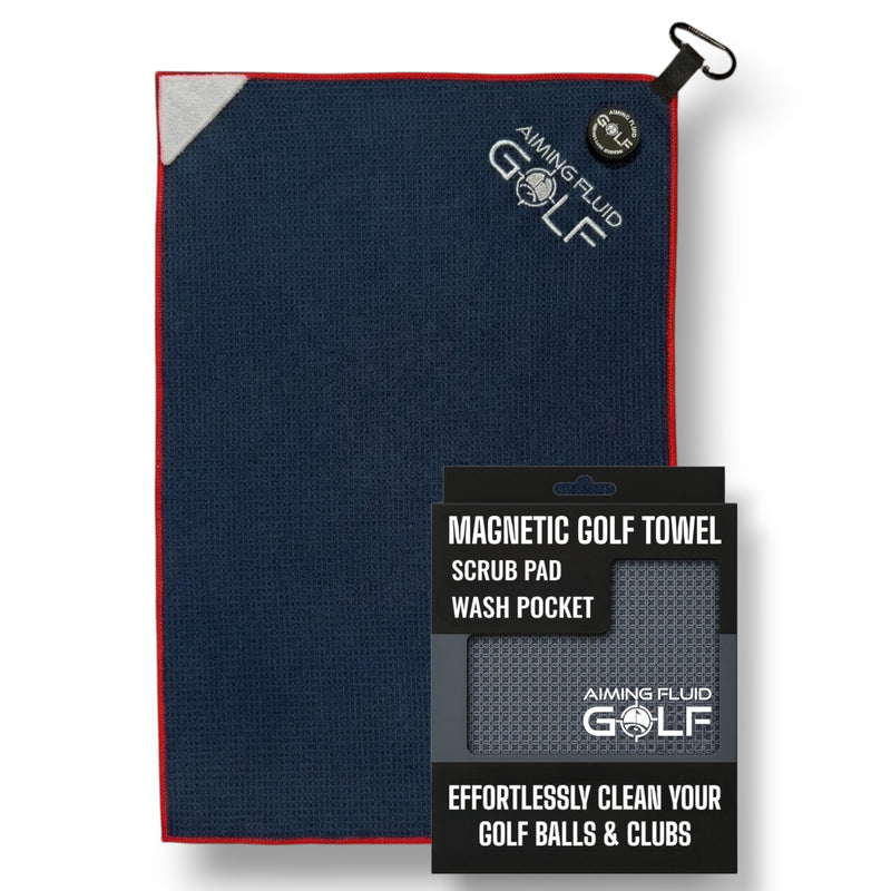 Multi-Function Magnetic Golf Towel with Wash Pocket, Magna-Anchor Technology, Waffle Pattern, Ball Scrubber – Perfect Golf Gift for Men & Women (16" x 24" Stubby)