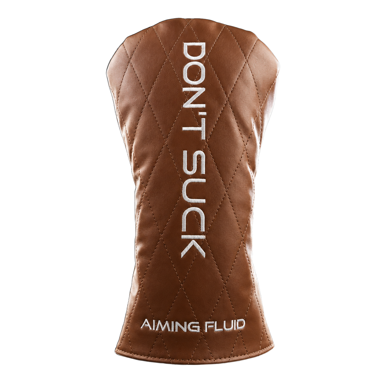 DON'T SUCK Reserve Old Fashioned driver headcover in cognac quilted synthetic leather