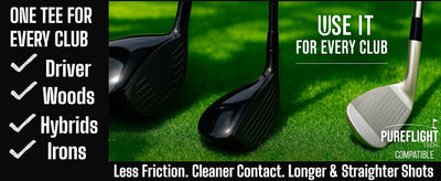 DON'T SUCK Golf Tees 2 ¾” – 50 Pack Durable Plastic 4-Prong Funny Golf Tees with PureFlight Tech – Low Resistance for Straighter, Longer Drives I Golf Gift – Reusable Tee Pouch Included