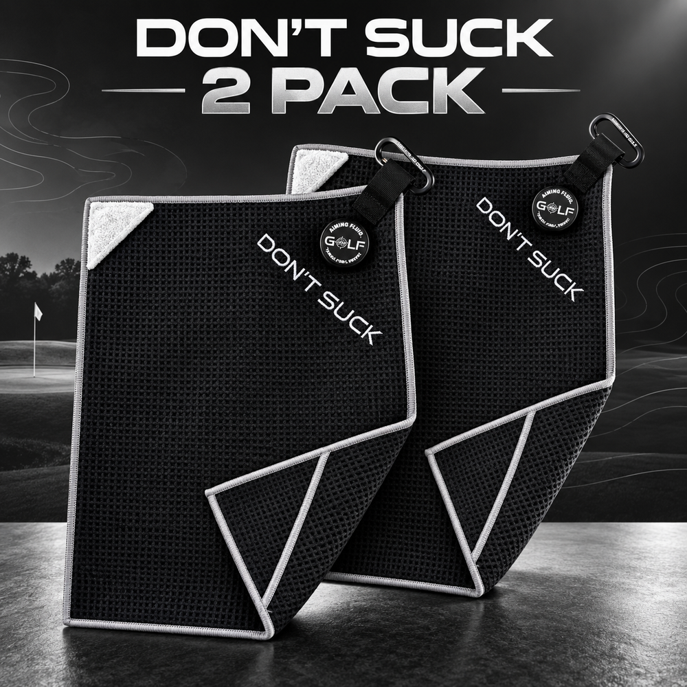 Two Aiming Fluid Golf Don't Suck magnetic golf towels