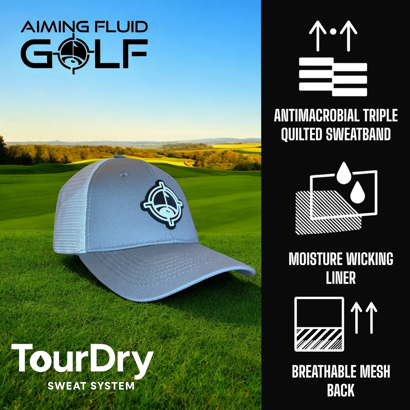 Premium Golf Gym Boat Hiking Tennis Bike Hat TourDry Sweat System Odor-Resistant Sweatband Moisture-Wicking Liner One Size
