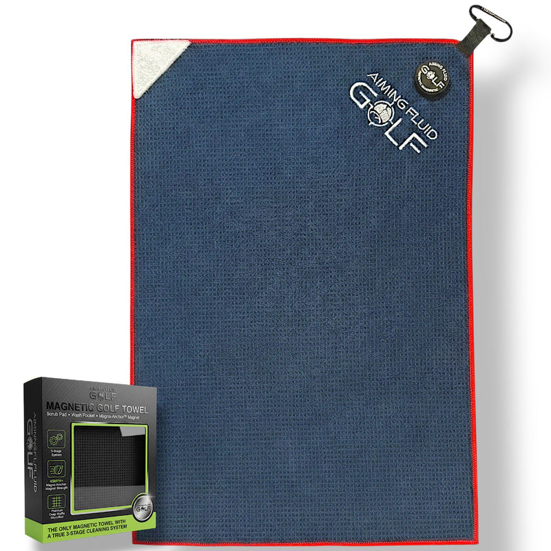 Multi-Function Magnetic Golf Towel with Wash Pocket, Magna-Anchor Technology, Waffle Pattern, Ball Scrubber – Perfect Golf Gift for Men & Women (16" x 24" Stubby)