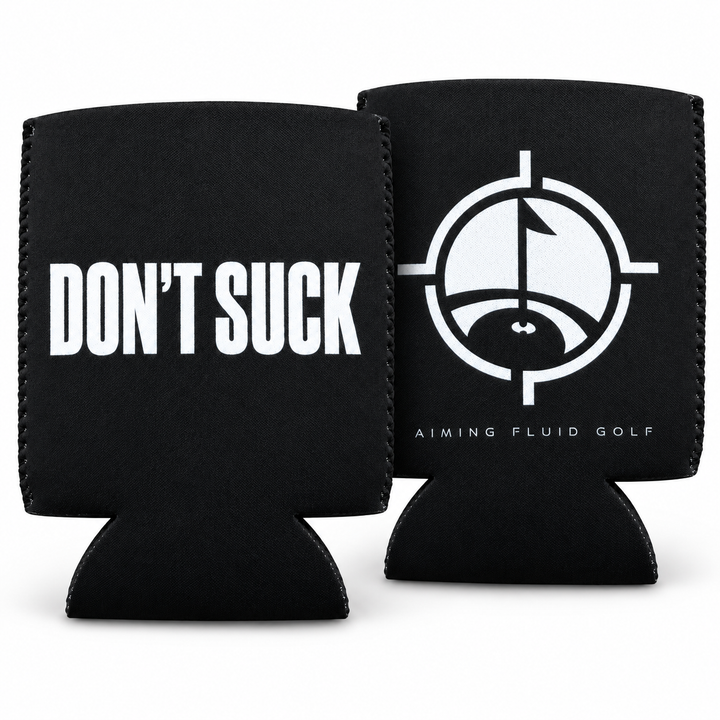 Aiming Fluid Golf Reserve Series koozie front and back views