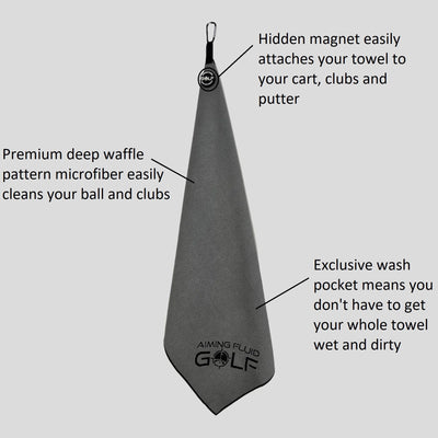 Magnetic Golf Towel large (Tall Boy) + Foldable Metal Divot Tool