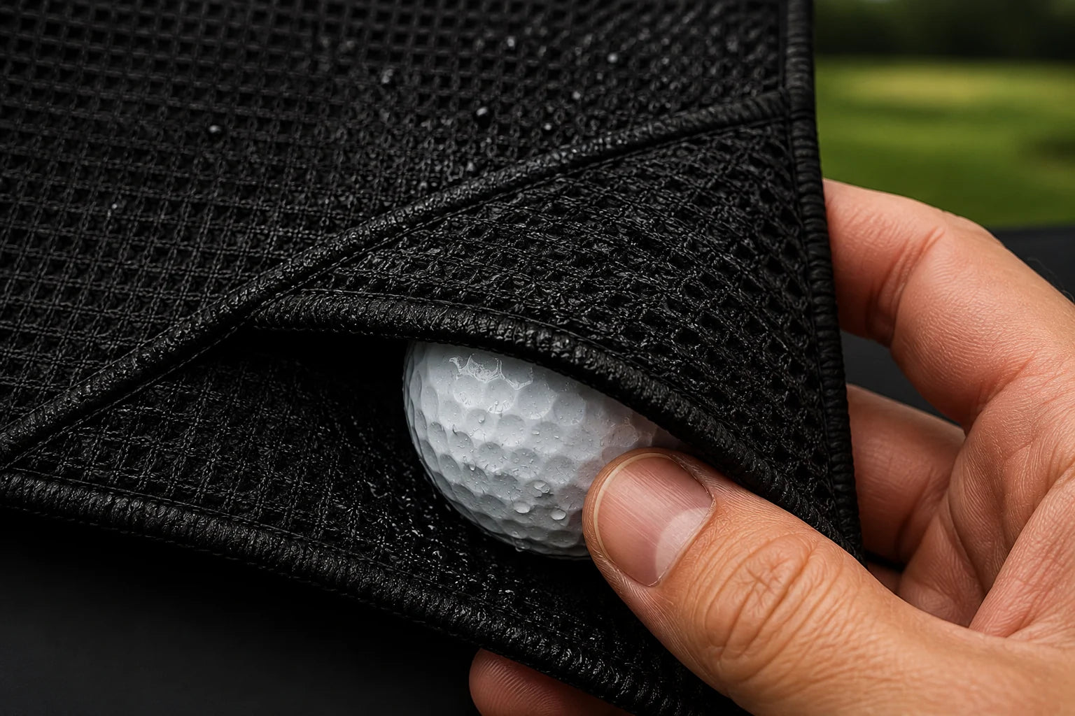 A clean ball starts here. Dampen the ball pocket. Slip the ball inside and wipe it clean.